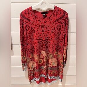 DESIGUAL Women's Red Patterned Tunic size S